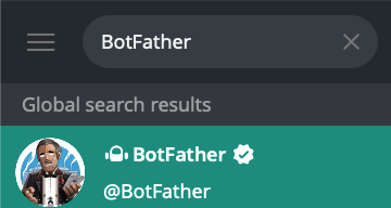 BotFather 官方机器人界面